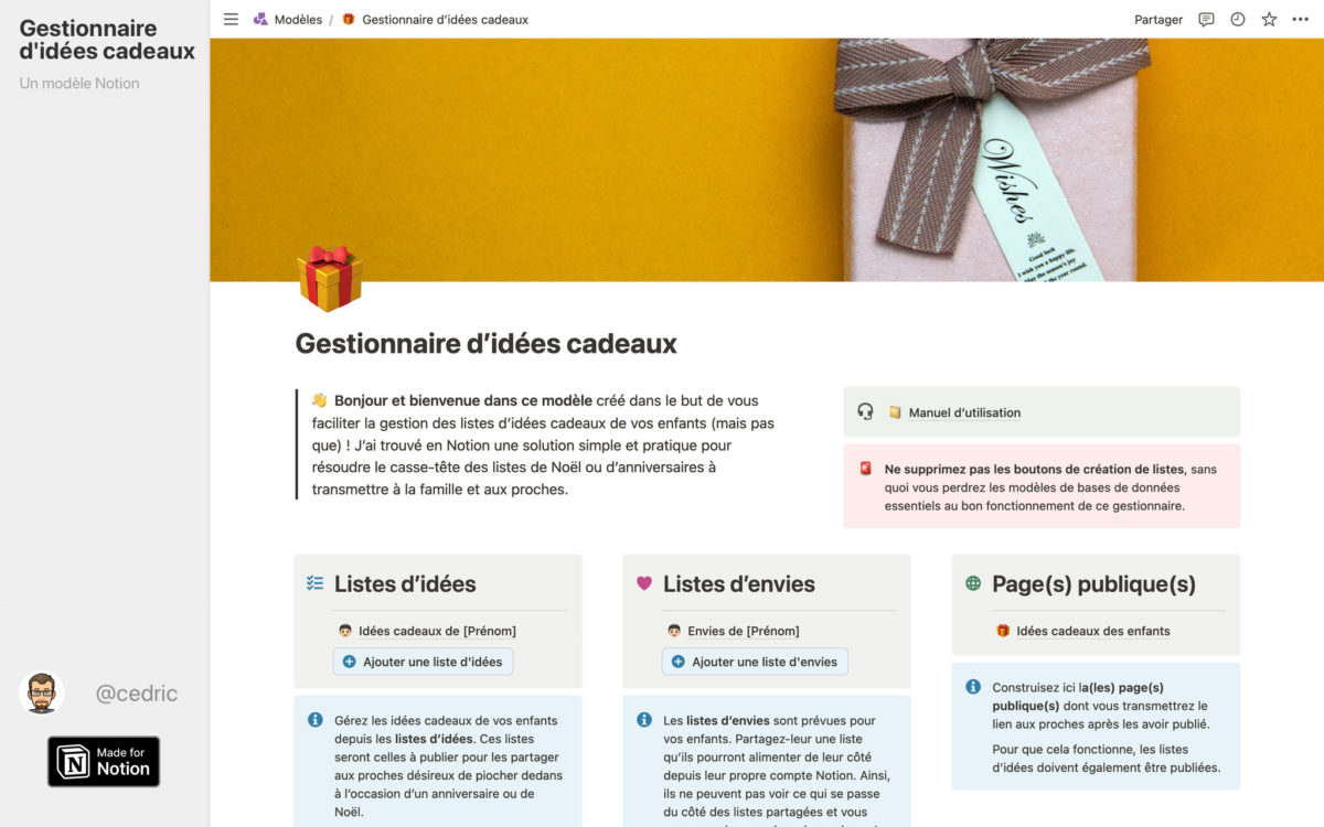 Gérez vos listes d’idées cadeaux avec Notion